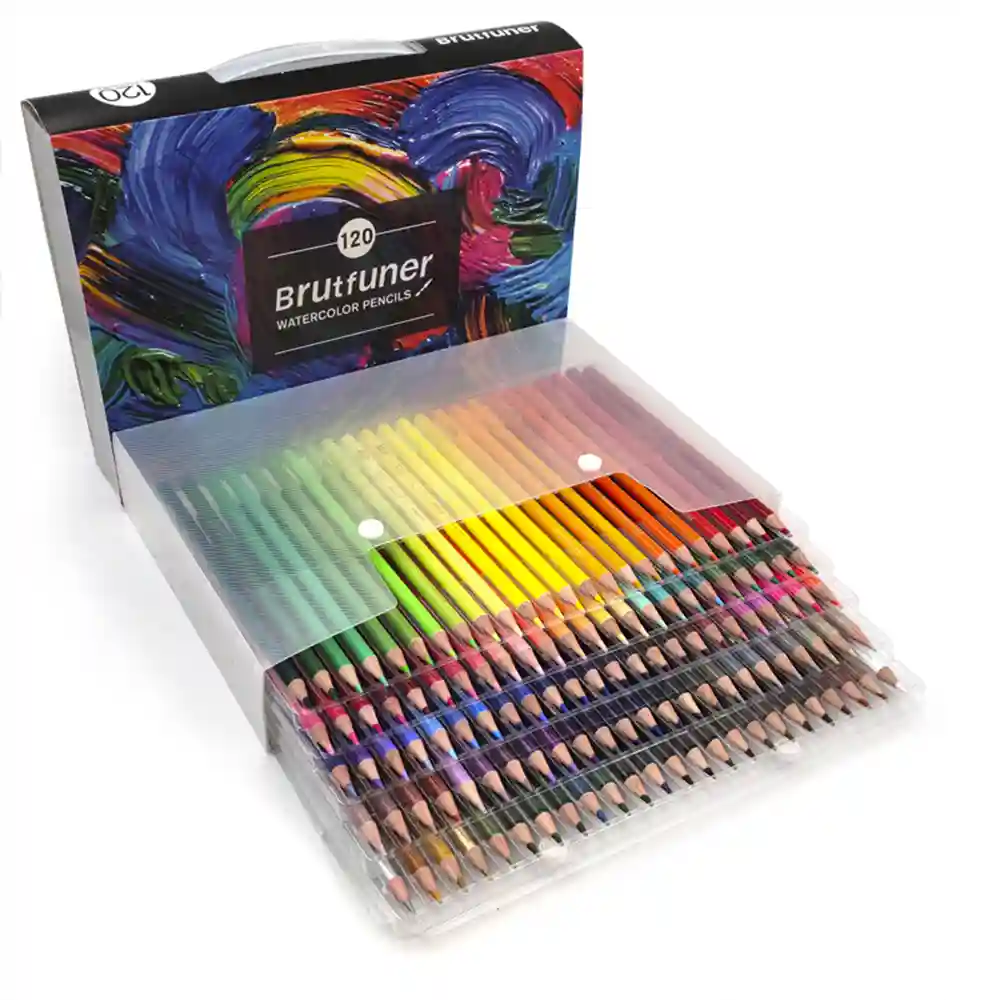 120 Lapices Acuarelables, Numerados, con Pincel y Caja de Metal Zenacolor -  Set de Lápices de Colores para Acuarela - 120 Lapices de Colores