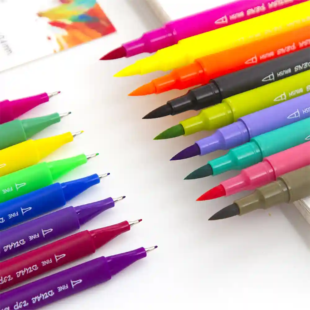 Rotuladores Básicos Lettering punta pincel color pastel y fluorescente punta  4mm - AliExpress