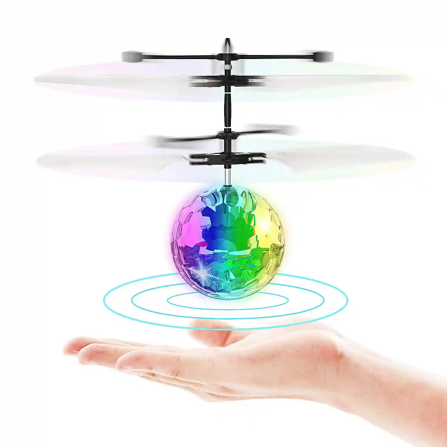 Bola voladora inteligente que cambia de color de cristal con luz