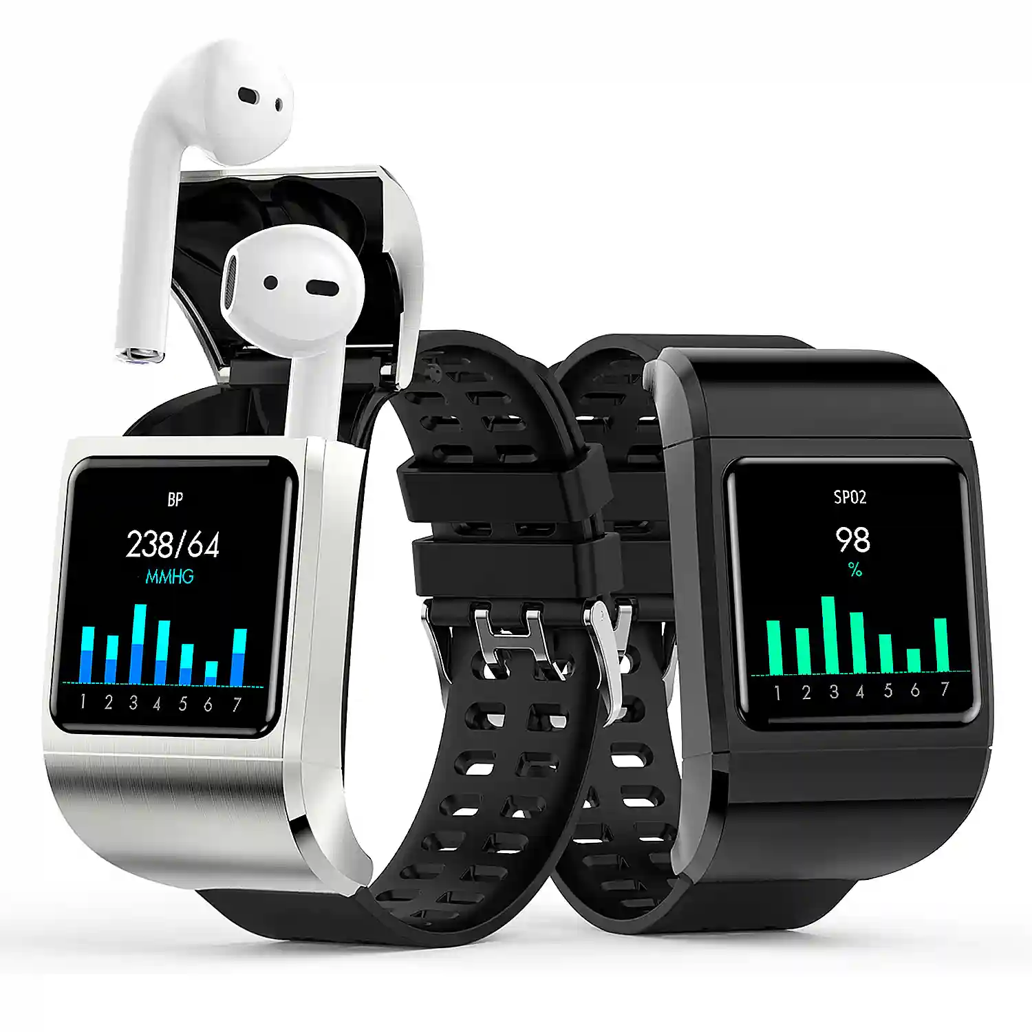 Smartwatch E23 con monitor de tensión y O2 en sangre. 15 modos deportivos,  NFC.