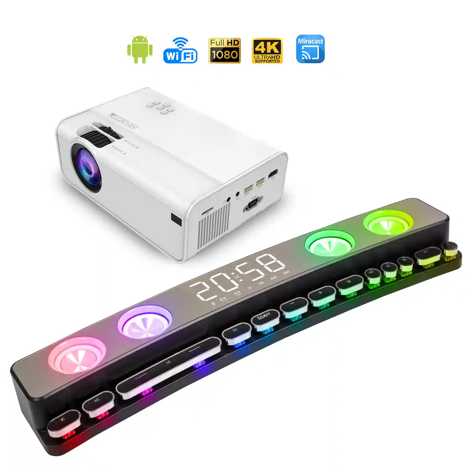 Mini video proyector YG300 LED 600 lúmenes, de 24 a 60 pulgadas. Portátil,  con batería recargable. Soporta resolución HD1080P.