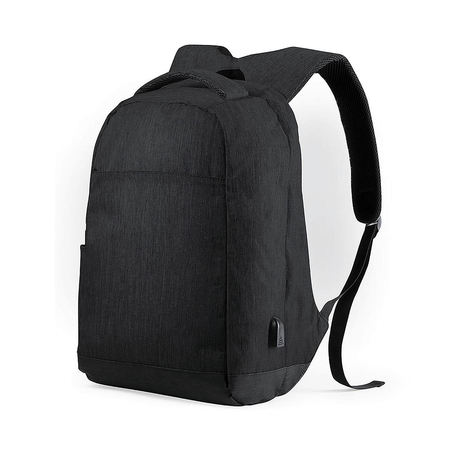 DAM - Ligação USB da mochila anti-roubo DAM. Bolso almofadado para portátil e tablet. Costas e alças almofadadas 35x47x15 cm. Cor: Preto