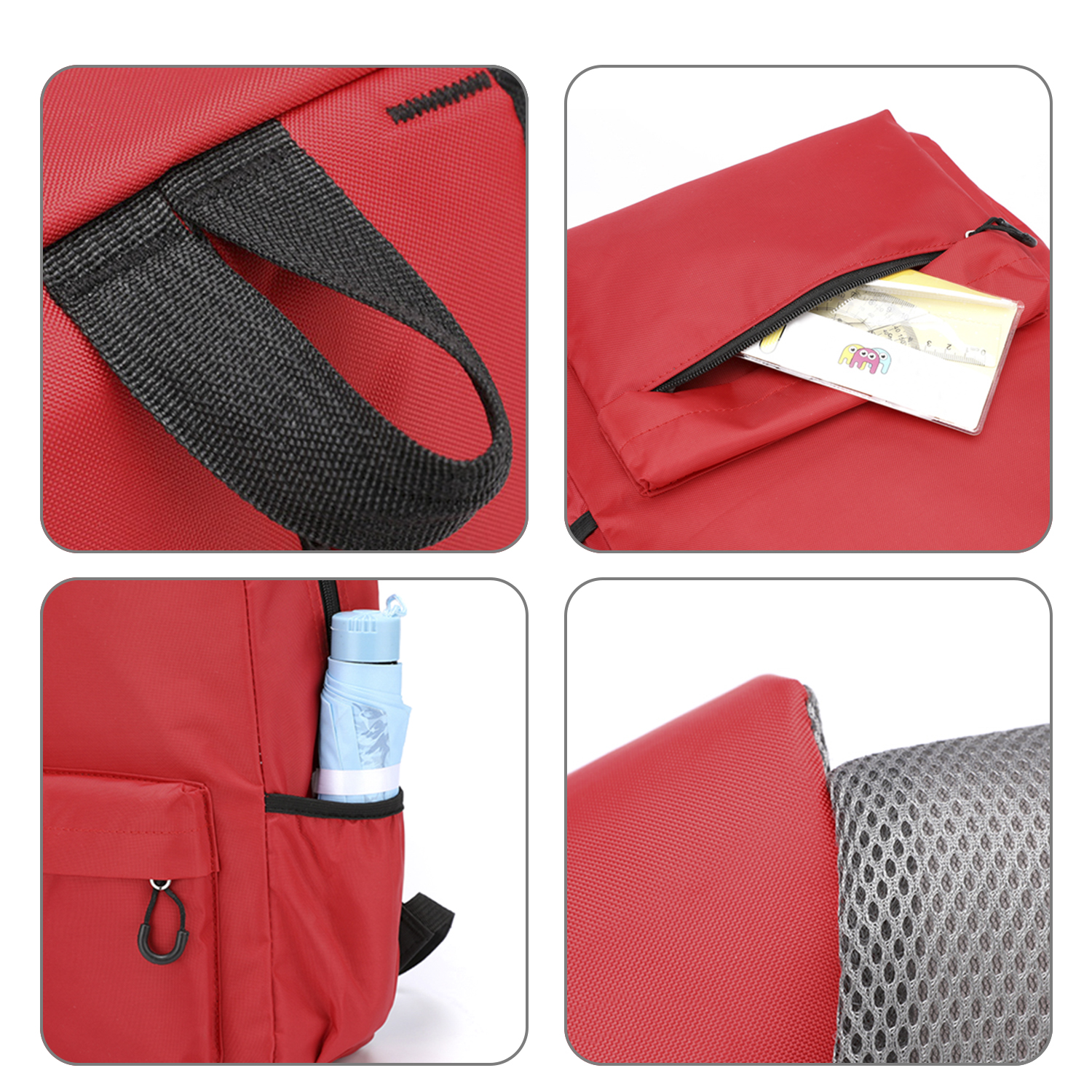 imagem de Mochila DAM 40cm em resistente Poliéster 210D. Alças acolchoadas e impermeáveis ​​à prova de chuva. 27x12x40 cm. Vermelho4