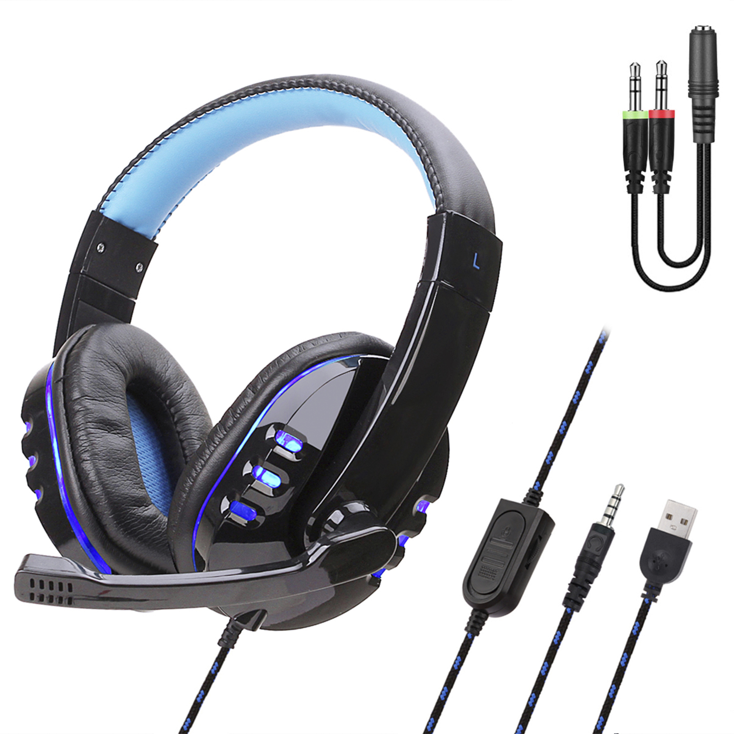 Headset SY733MV . Auriculares gaming con micro, conexión minijack para PC,  portátil, PS4, Xbox One, móvil, tablet.
