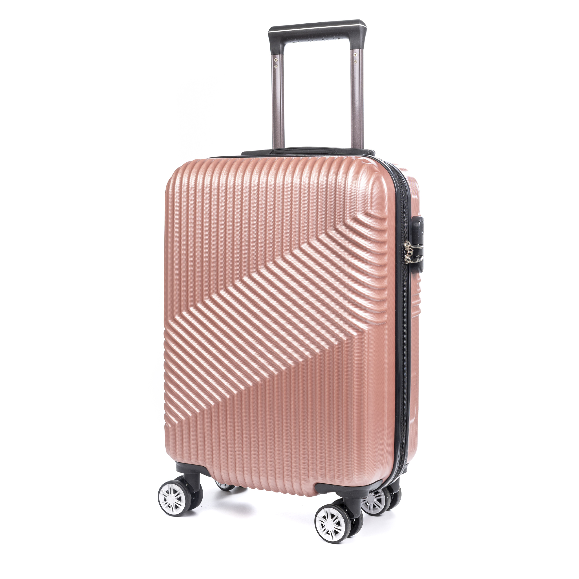 DAM - Mala trolley DAM Cabin em material ABS leve e de alta resistência. Fechadura numérica, 4 rodas giratórias 360°. 36x20x56 cm. Cor: Ouro Rosa