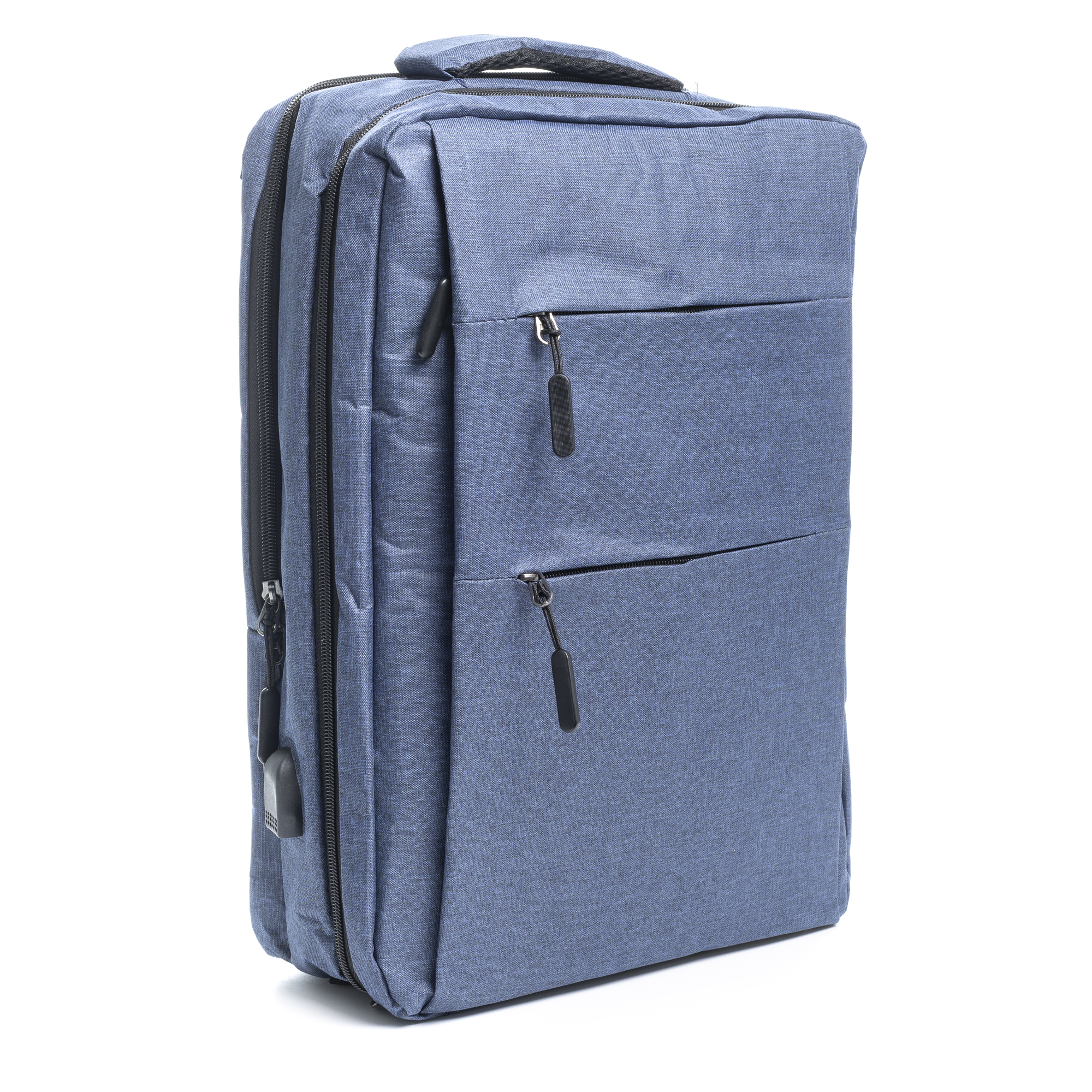 imagem de Mochila de cabine multicompartimentos DAM, suporte para portátil de 17". Adaptável ao carrinho. Tomada USB externa oculta. 30x14x42 Cm. Cor: Azul2