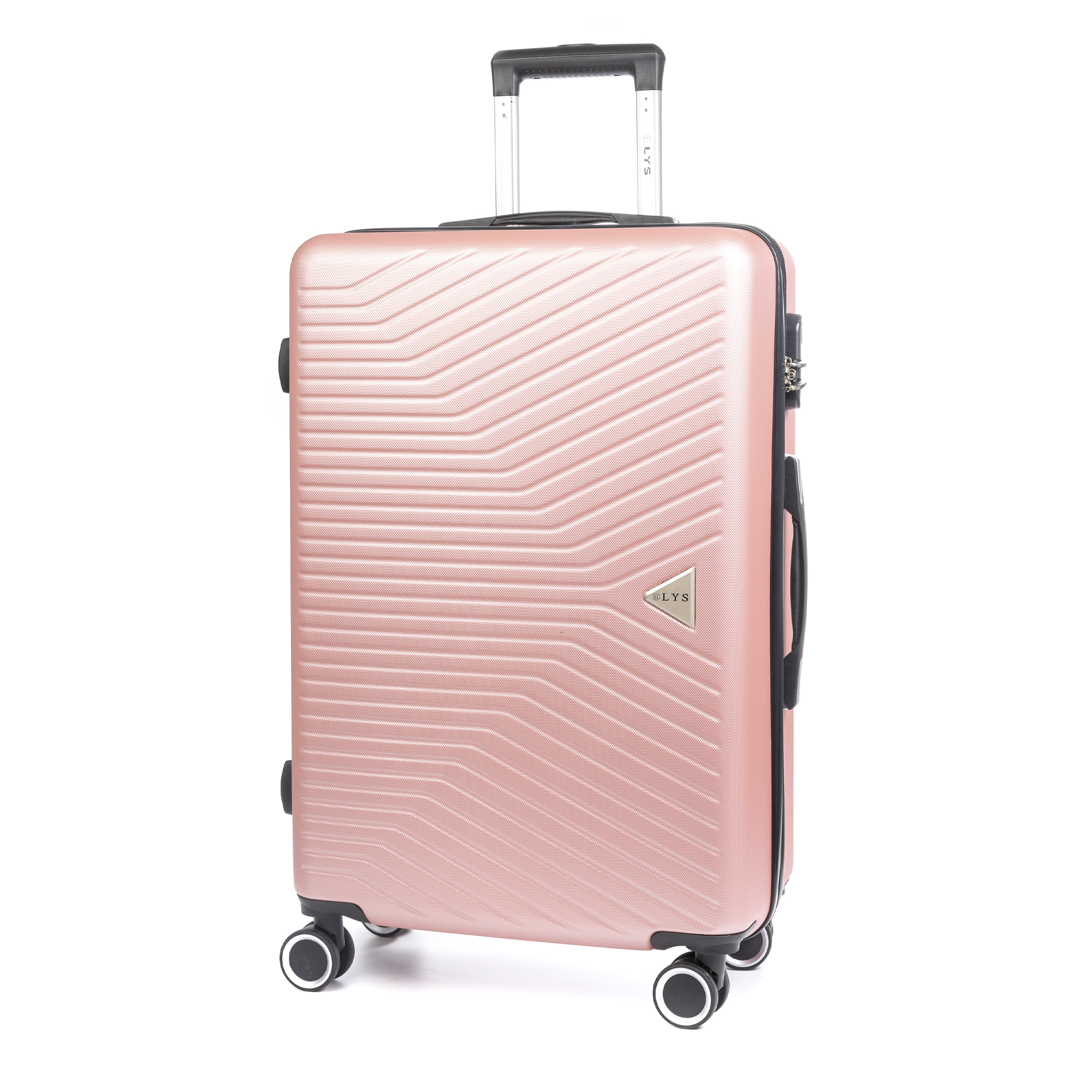 DAM - Mala DAM Medium Trolley em material ABS leve e de alta resistência. Fechadura numérica, 4 rodas giratórias 360°.65x43x26 cm 43x26x65 Cm. Cor: Ouro Rosa