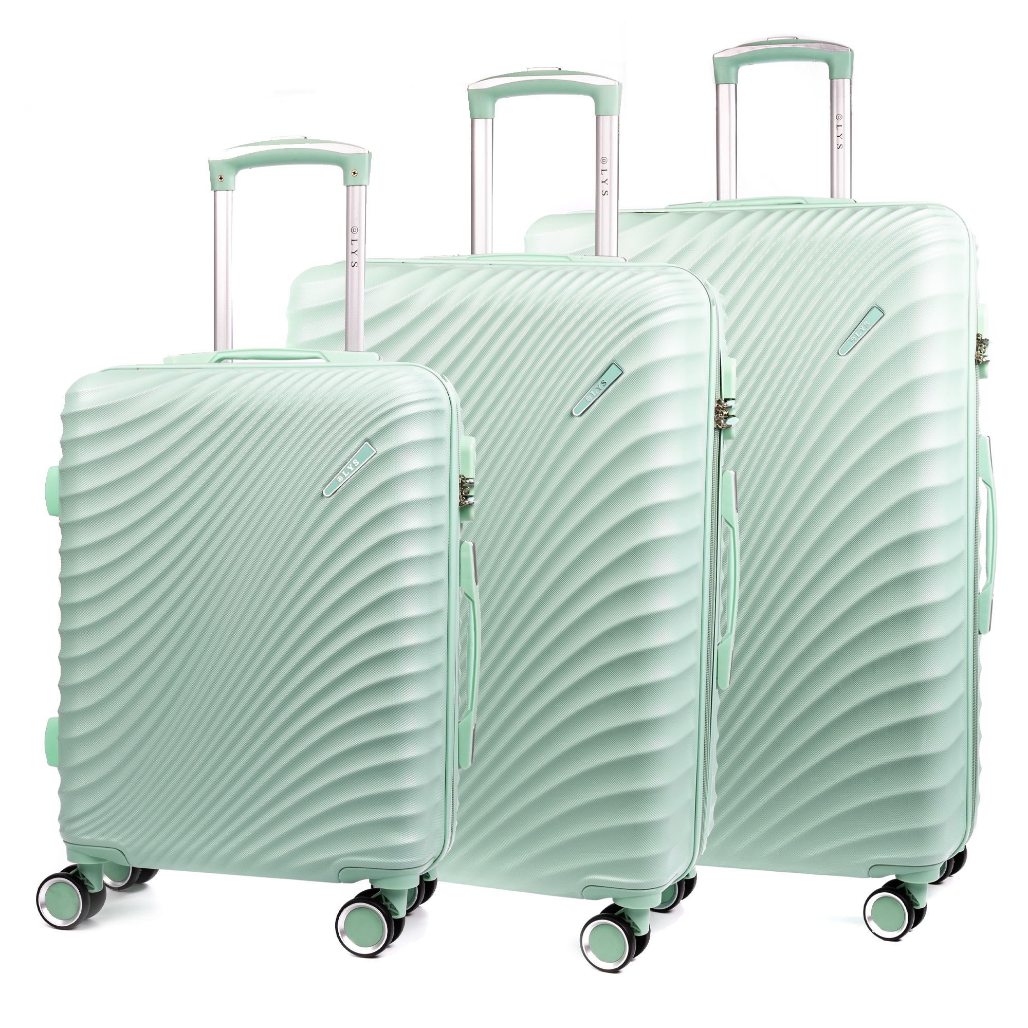 DAM - DAM Conjunto de 3 malas Trolley em material ABS leve e de alta resistência. Fechadura numérica, 4 rodas giratórias 360°. 49x29x76 cm. Cor: Turquesa