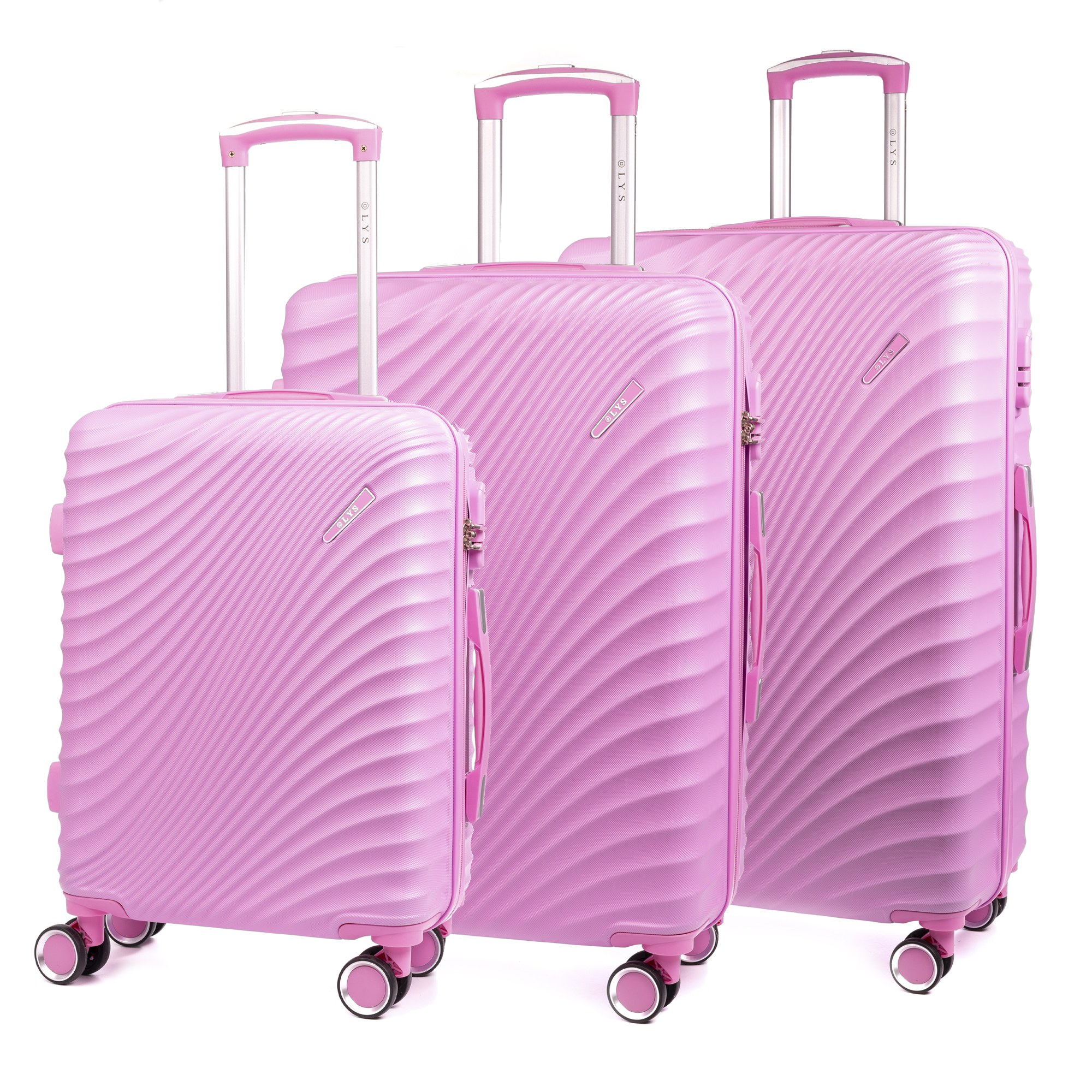 DAM - DAM Conjunto de 3 malas Trolley em material ABS leve e de alta resistência. Fechadura numérica, 4 rodas giratórias 360°. 49x29x76 cm. Cor: Rosa