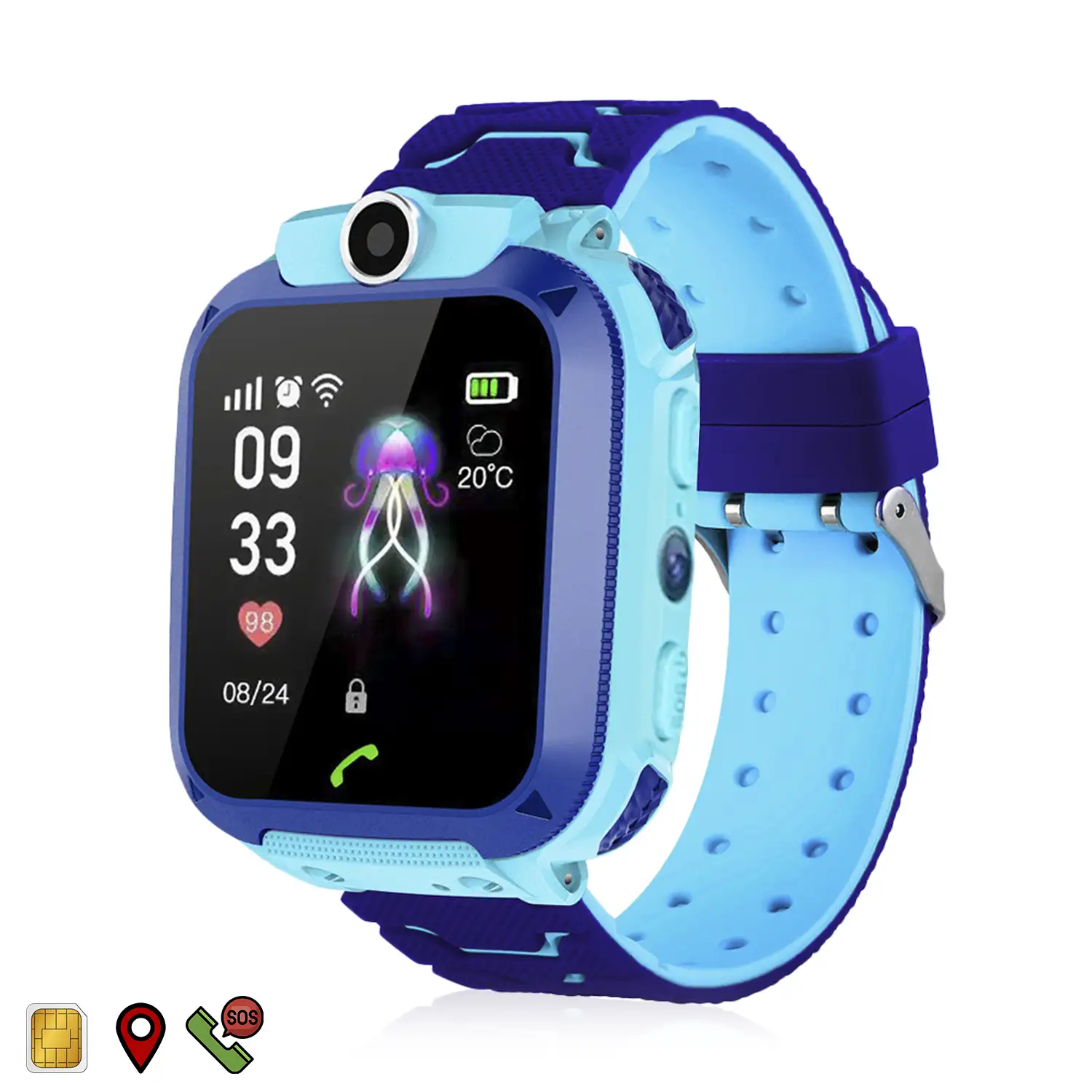 DWH5600-2, Blue Fitness Tracking Smartwatch, MIP LCD Watch