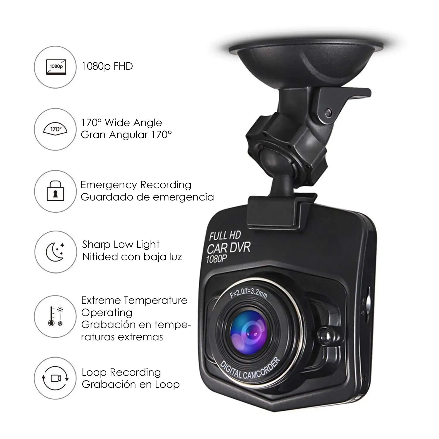 Dashcam cámara de vídeo para el coche CR3 V2 con pantalla.