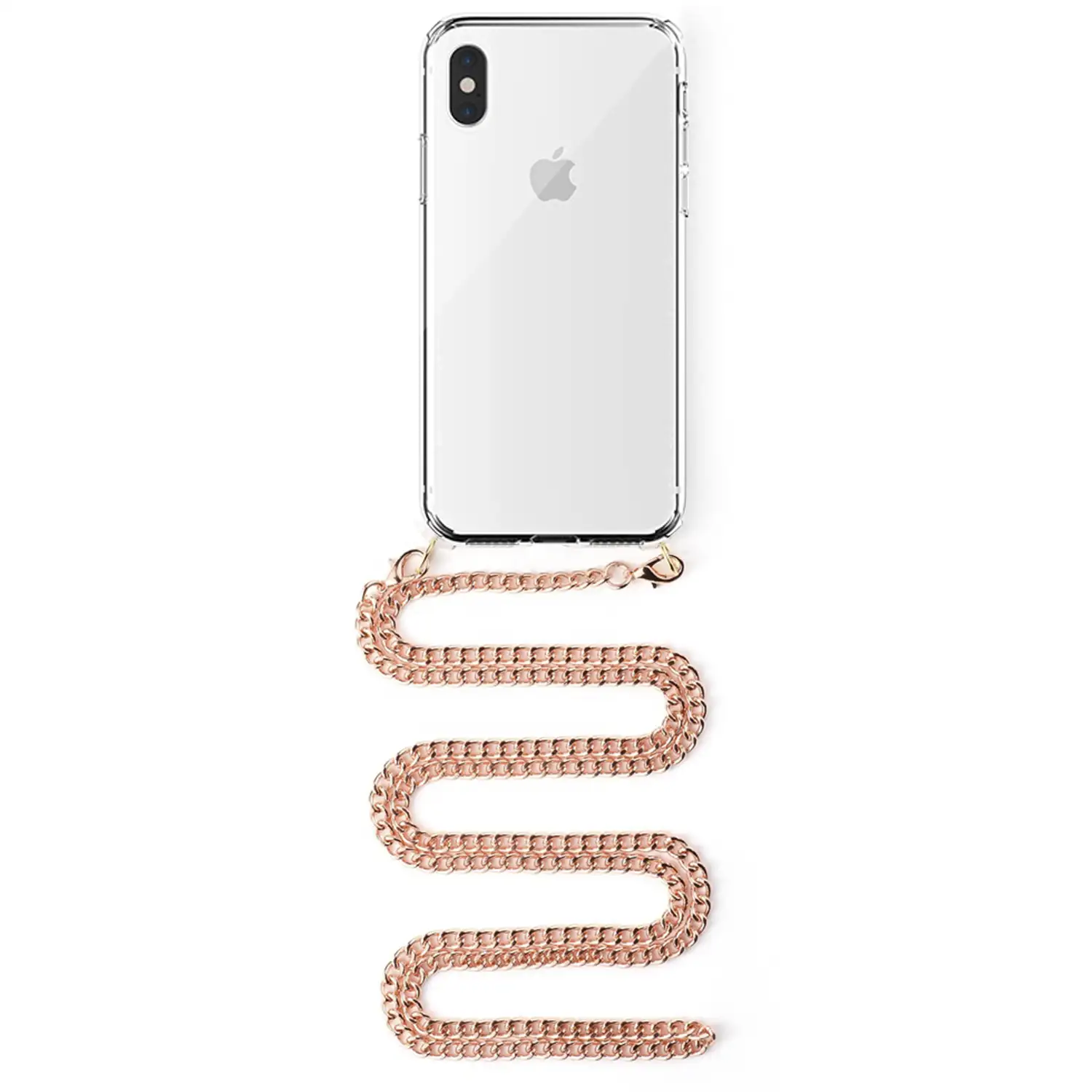 Carcasa transparente iPhone XS Max con colgante cadena metálica. Accesorio  de moda, ajuste perfecto y máxima