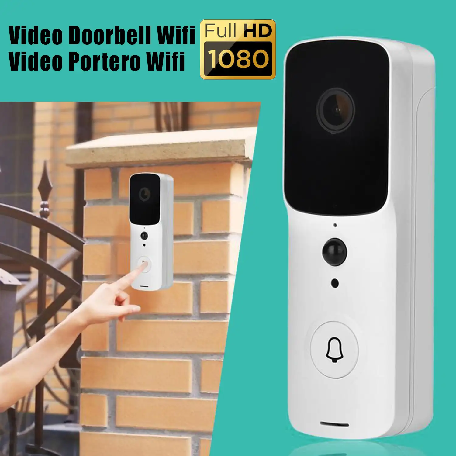 Interphone vidéo sans fil V40 Wifi FULL HD 1080p avec reconnaissance  faciale.