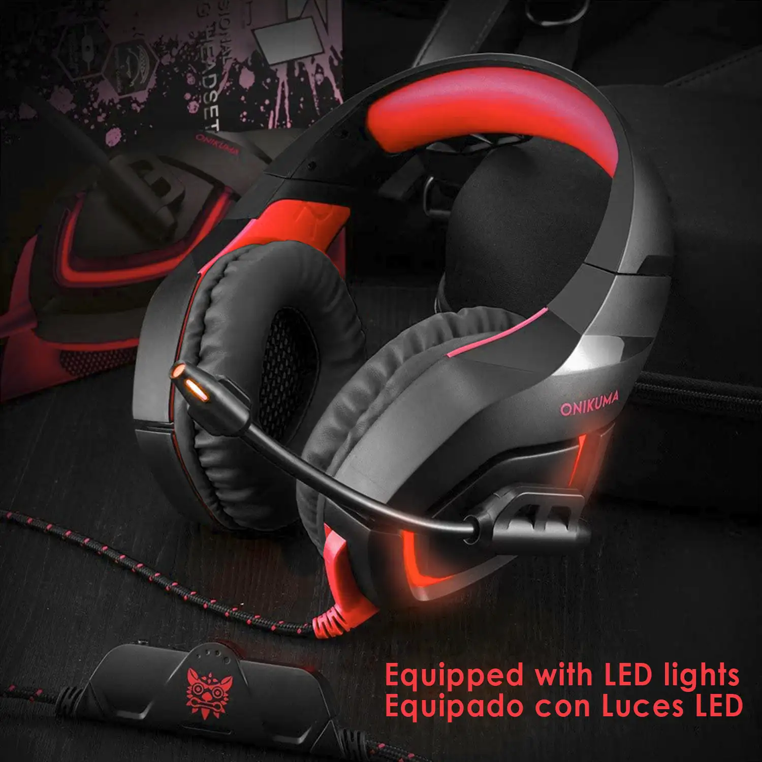 Headset SY830MV con luces led. Auriculares gaming con micro