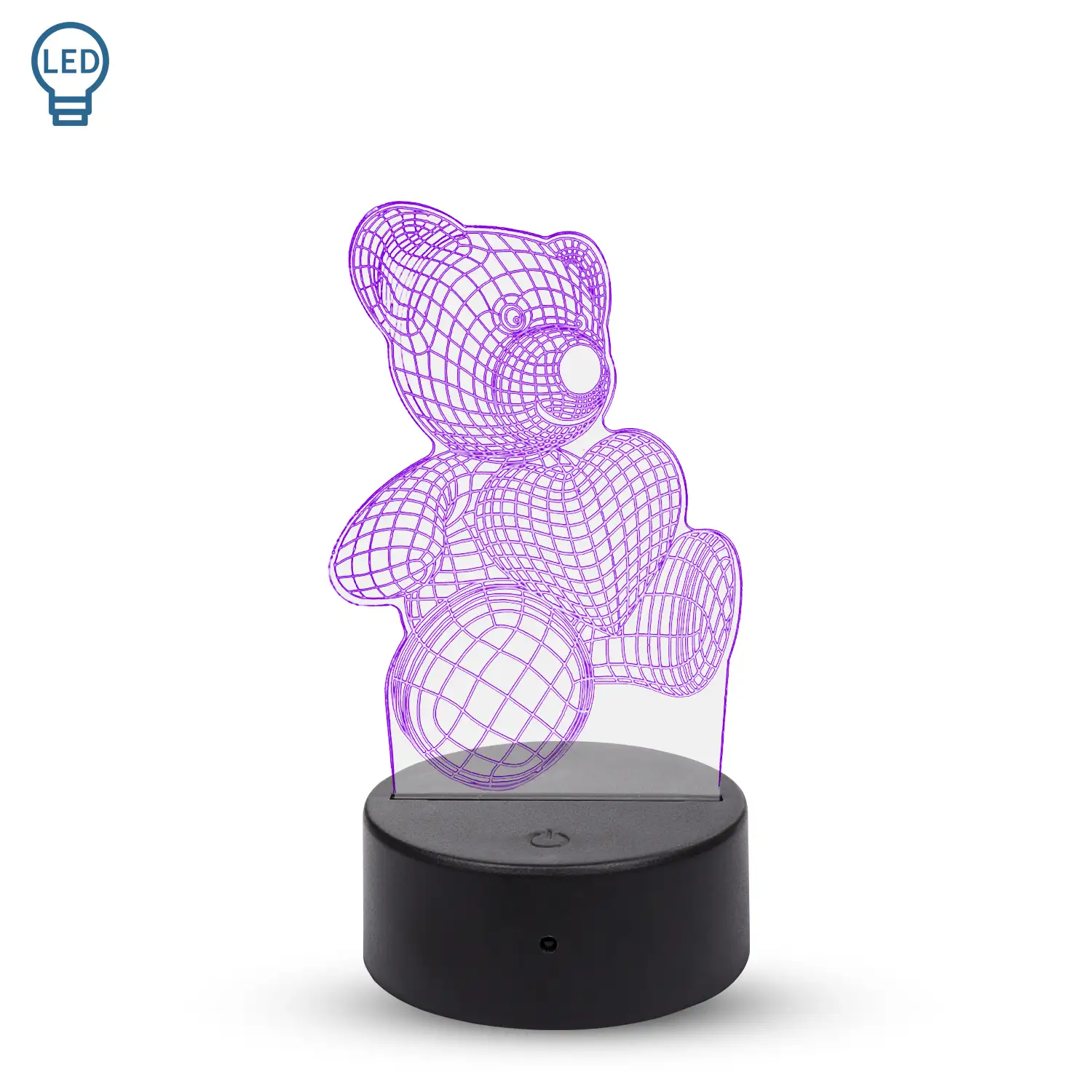 Lámpara ambiental efecto 3D, diseño Osito. Luces RGB intercambiables, con efectos.