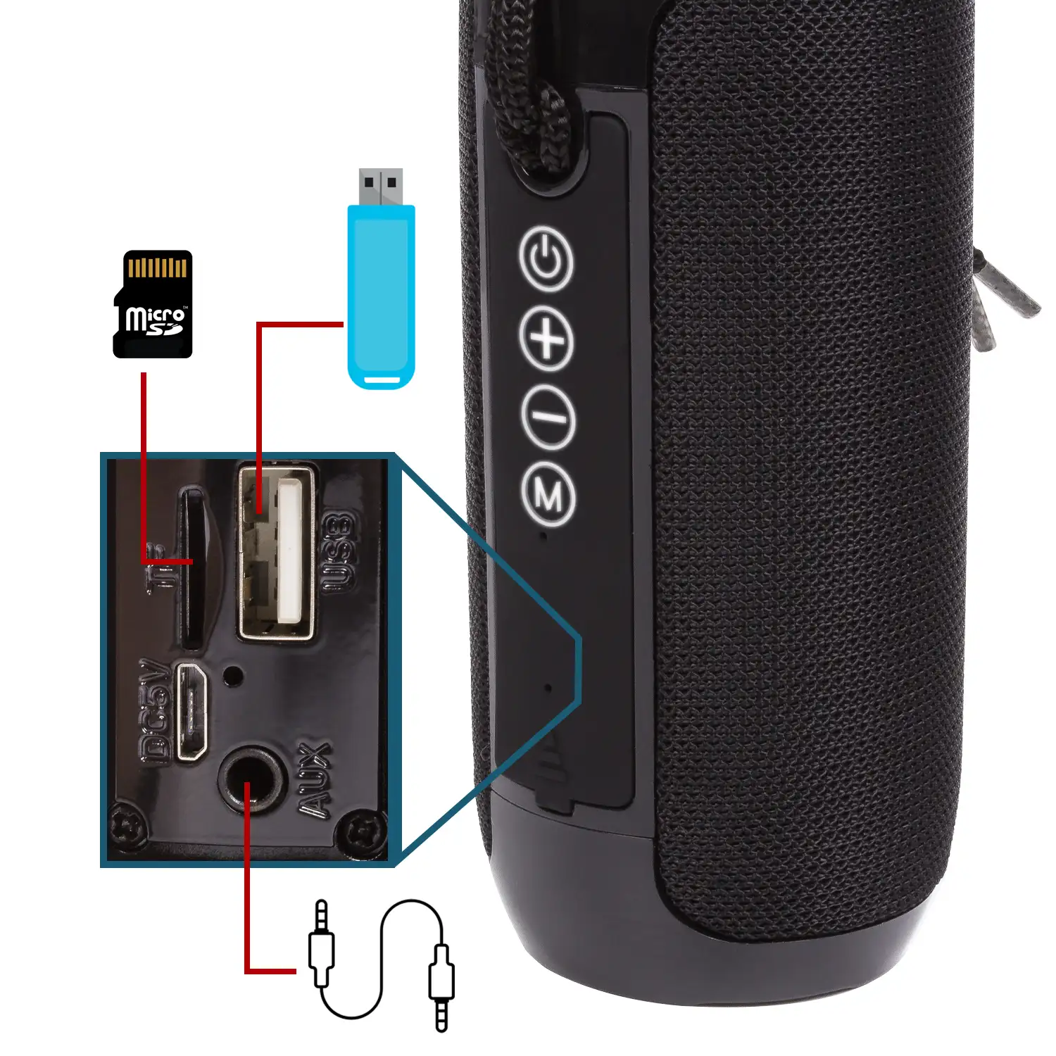 Mini altavoces Bluetooth portátiles A7, ligero altavoz inalámbrico pequeño  estéreo 5.2 TWS - Puerto USB, lector TF, carga micro USB con auxiliar en