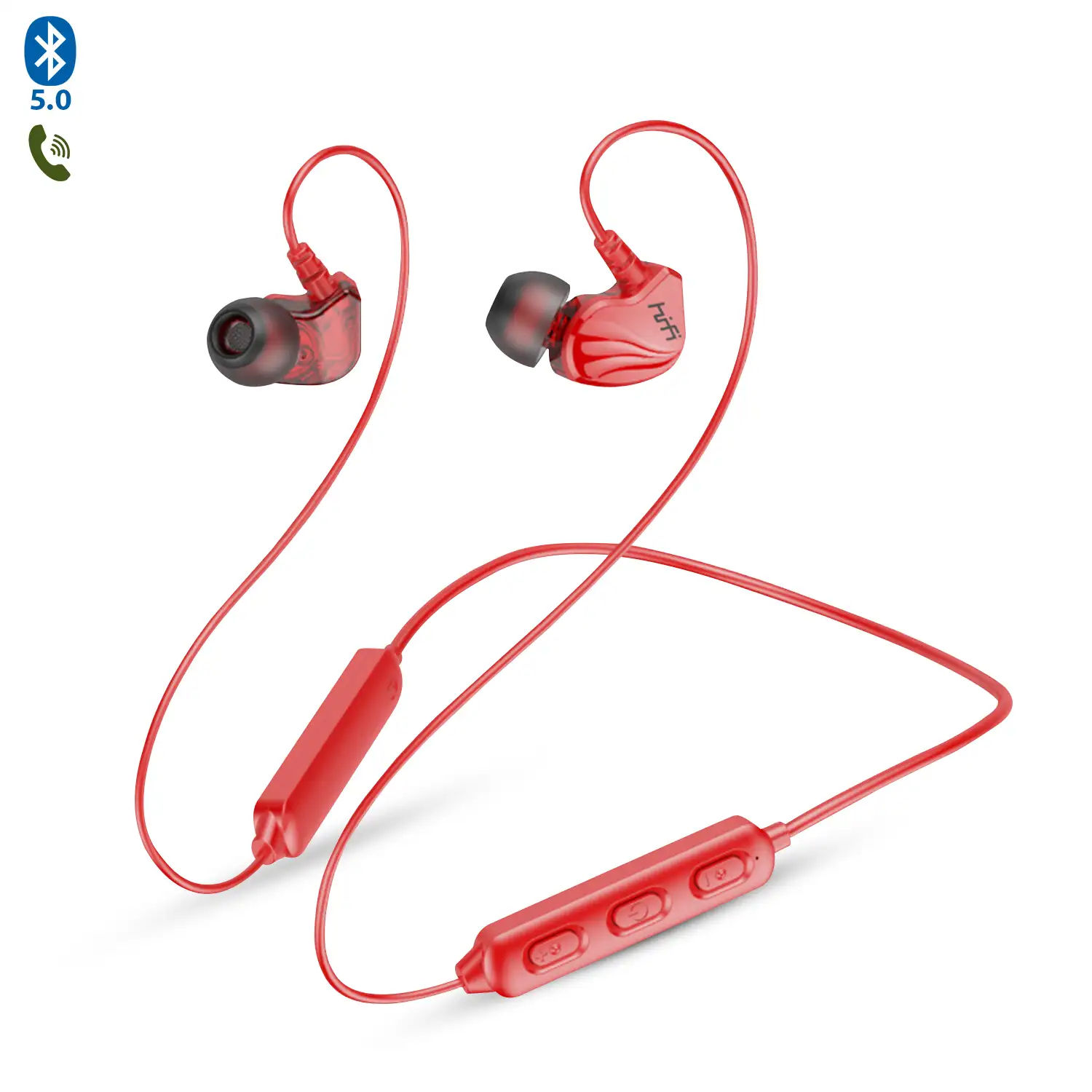 Mucro - Auriculares deportivos con cable sobre la oreja detrás del cuello,  auriculares para correr envolventes en la oreja con micrófono para correr