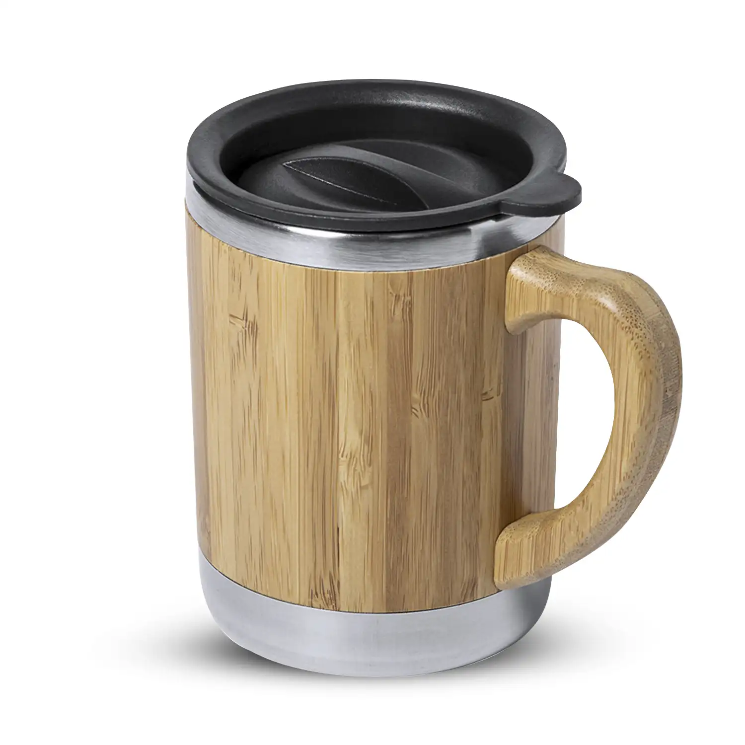 Vanatin taza  térmica Nature de 300ml. Cuerpo de bambú y acero inox de doble pared para mejor conservación de la temperatura. Con tapón dosificador.