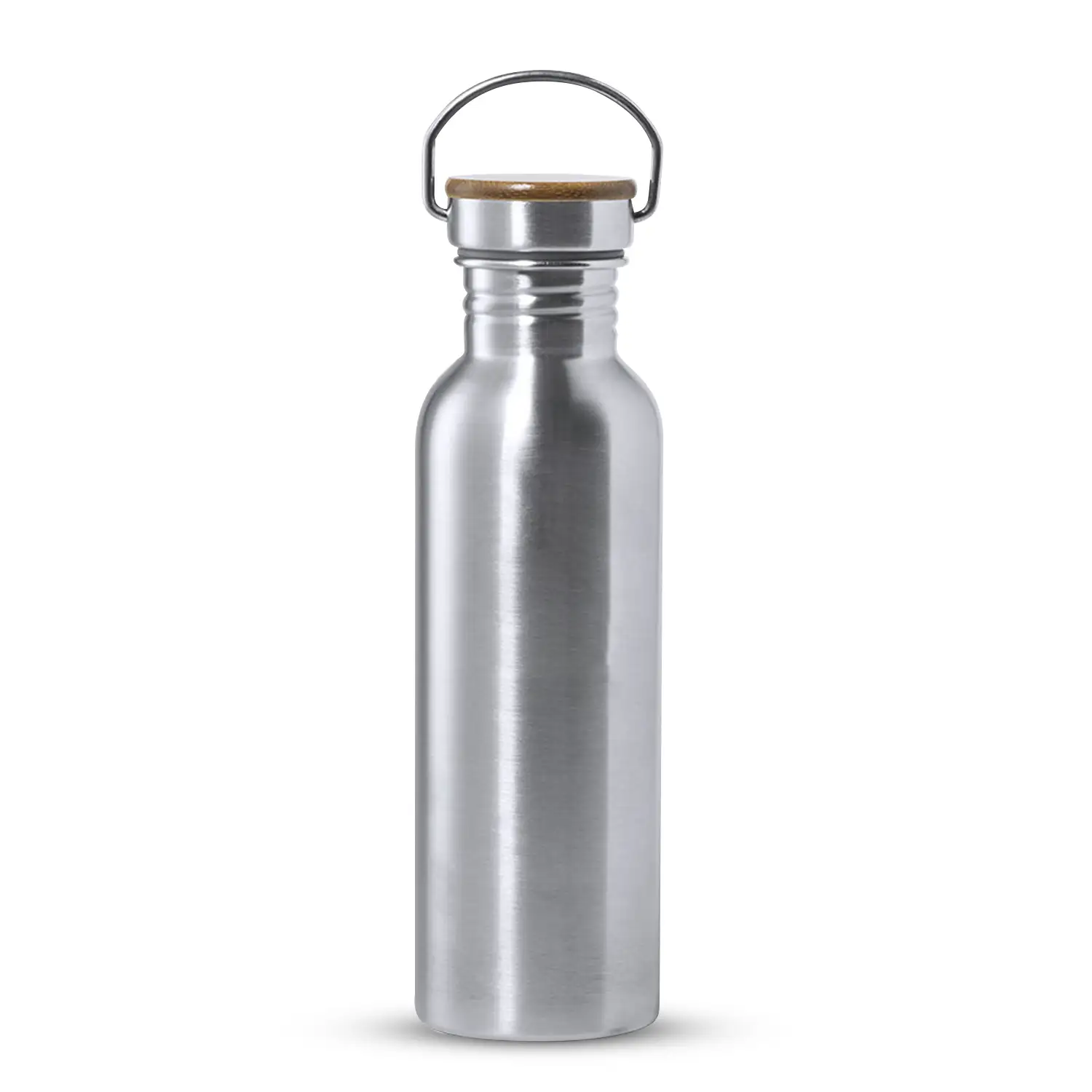 Rangler bidón Nature 800ml. Cuerpo de acero inox y tapón en bambú con cinta de transporte.