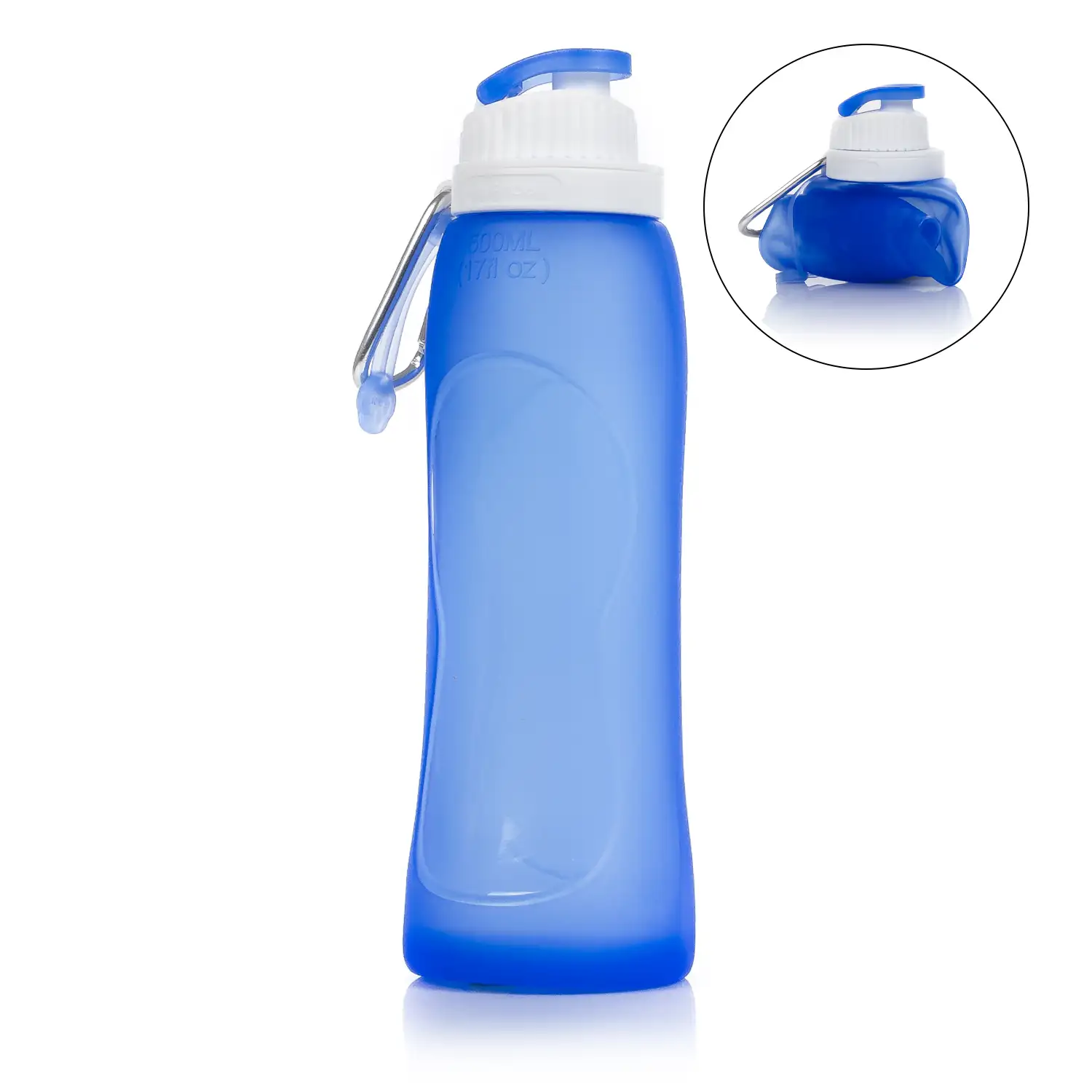 Botella plegable enrollable de 500ml, de silicona de grado