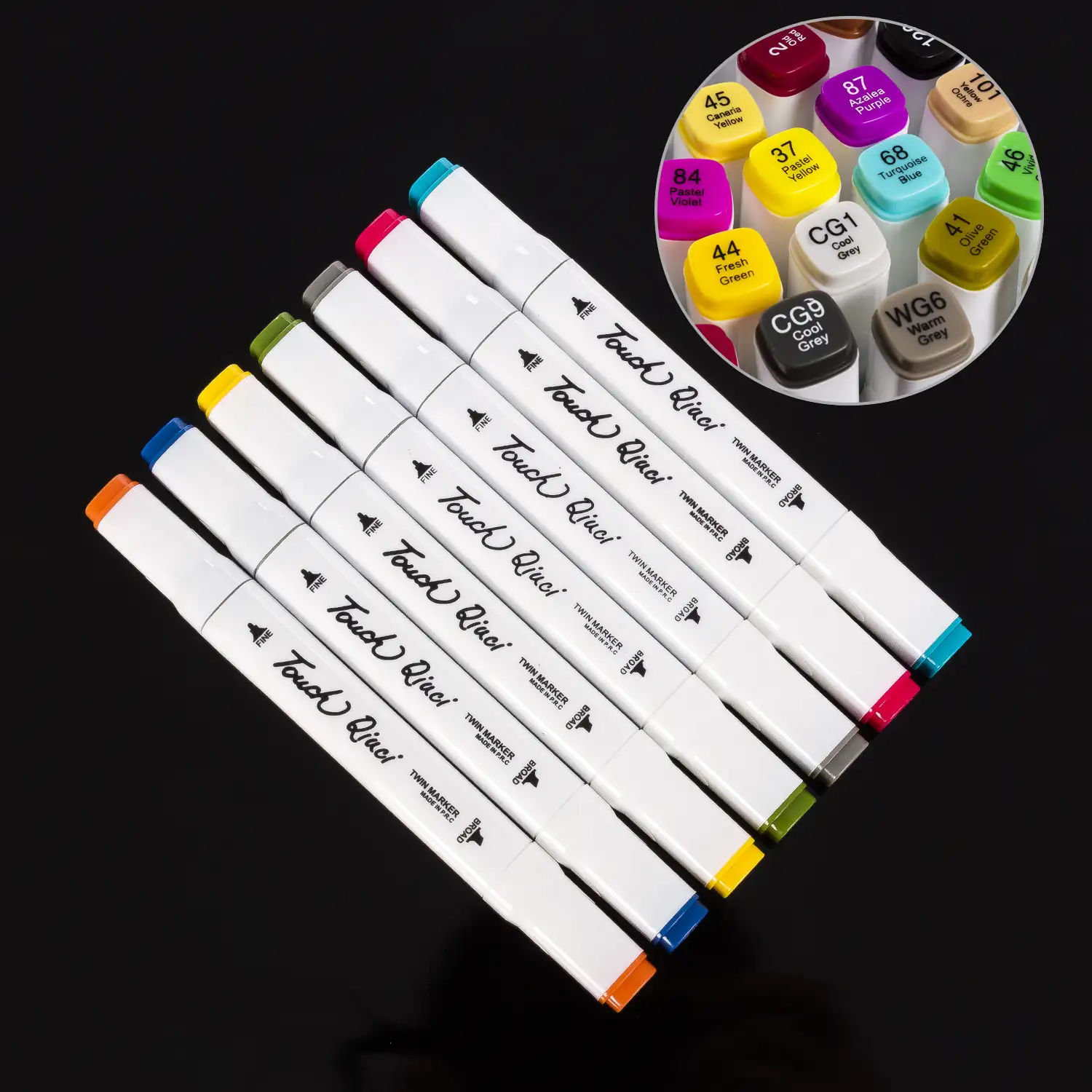Set de 60 rotuladores en colores variados. Doble punta: fina y