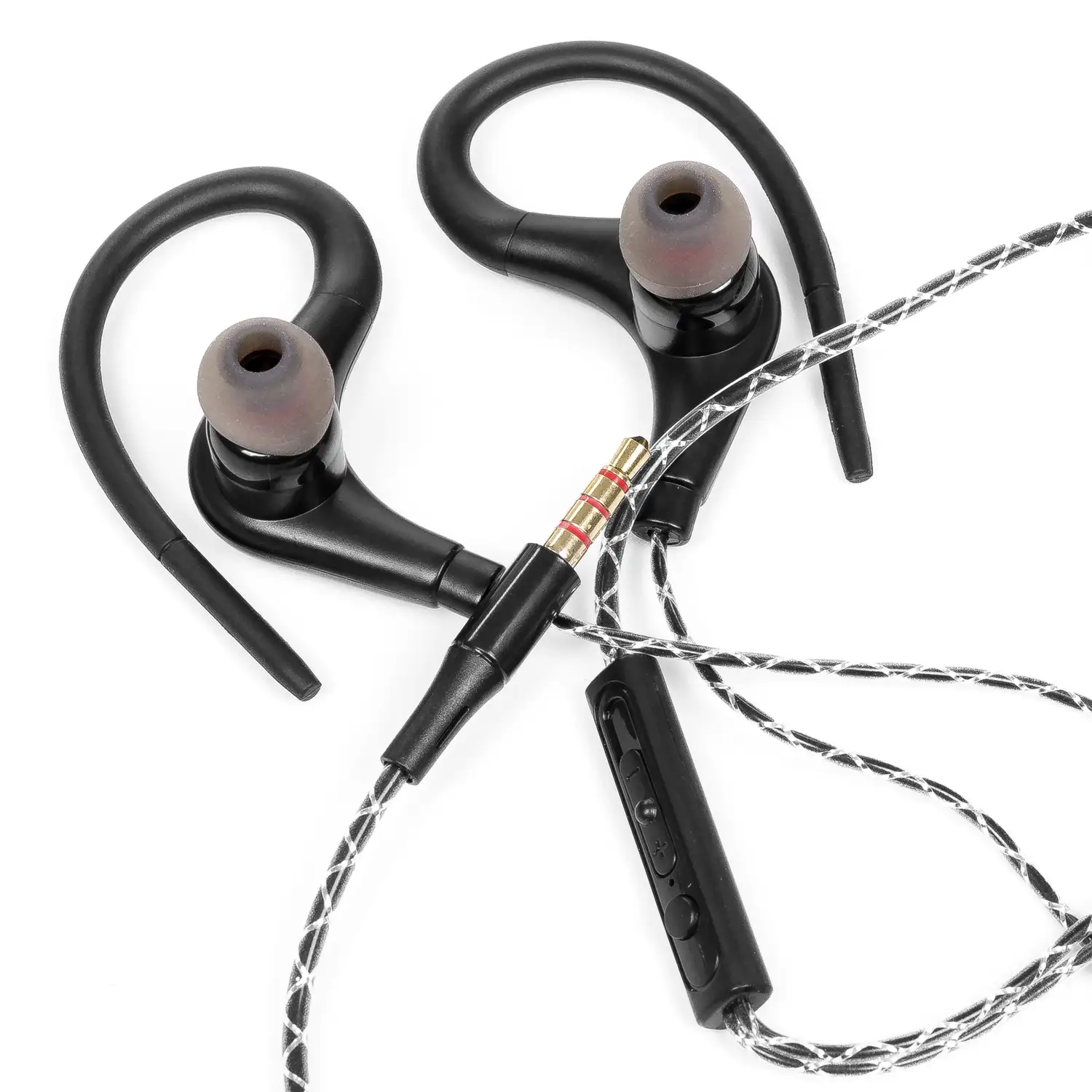 Auriculares deportivos con cable, cascos con micrófono pequeño de