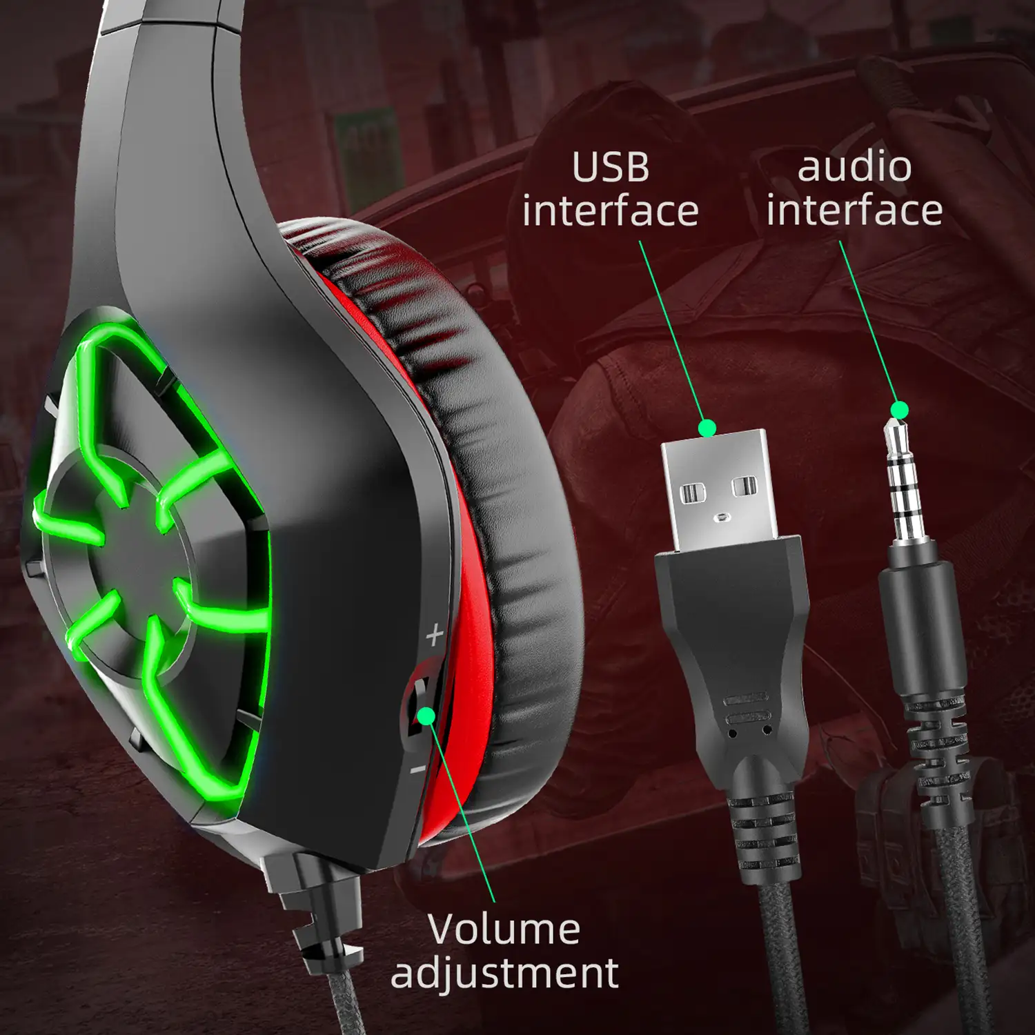 Headset GS1000 4 luces RGB PREMIUM. Auriculares gaming con micro, conexión  minijack para PC, portátil, PS4