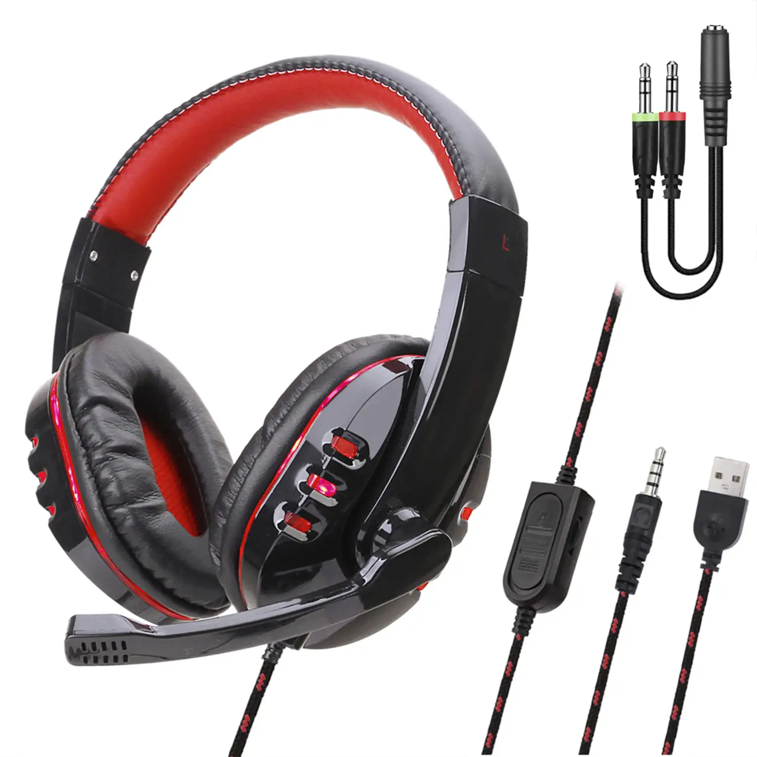 Headset Onikuma K20. Auriculares gaming por cable, con micro, luces LED  RGB. Para PC, PS4, Xbox One, móvil, tablet, etc.