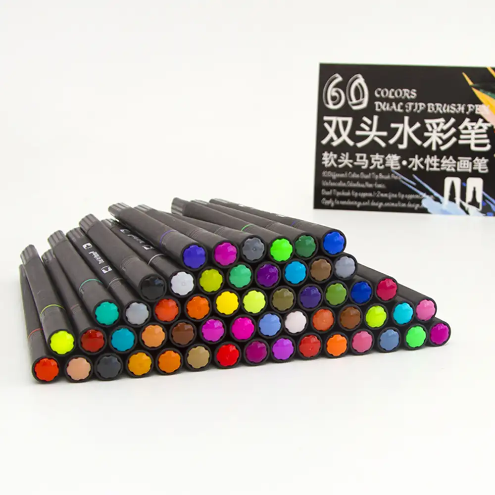 Set 36 Rotuladores color DUAL ART BLACK LINE doble punta, punta fina 0,4  mms y