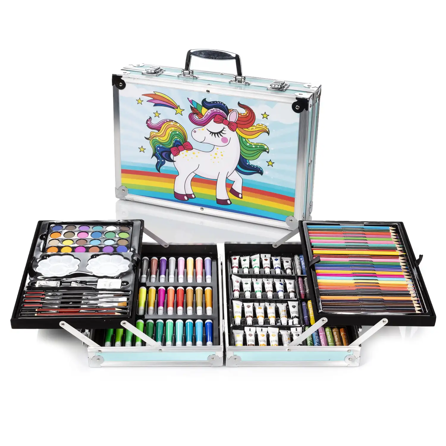  Set de arte 150 piezas variadas de dibujo, pinturas de lápices  de colores, rotuladores de gran regalo para niños : Arte y Manualidades