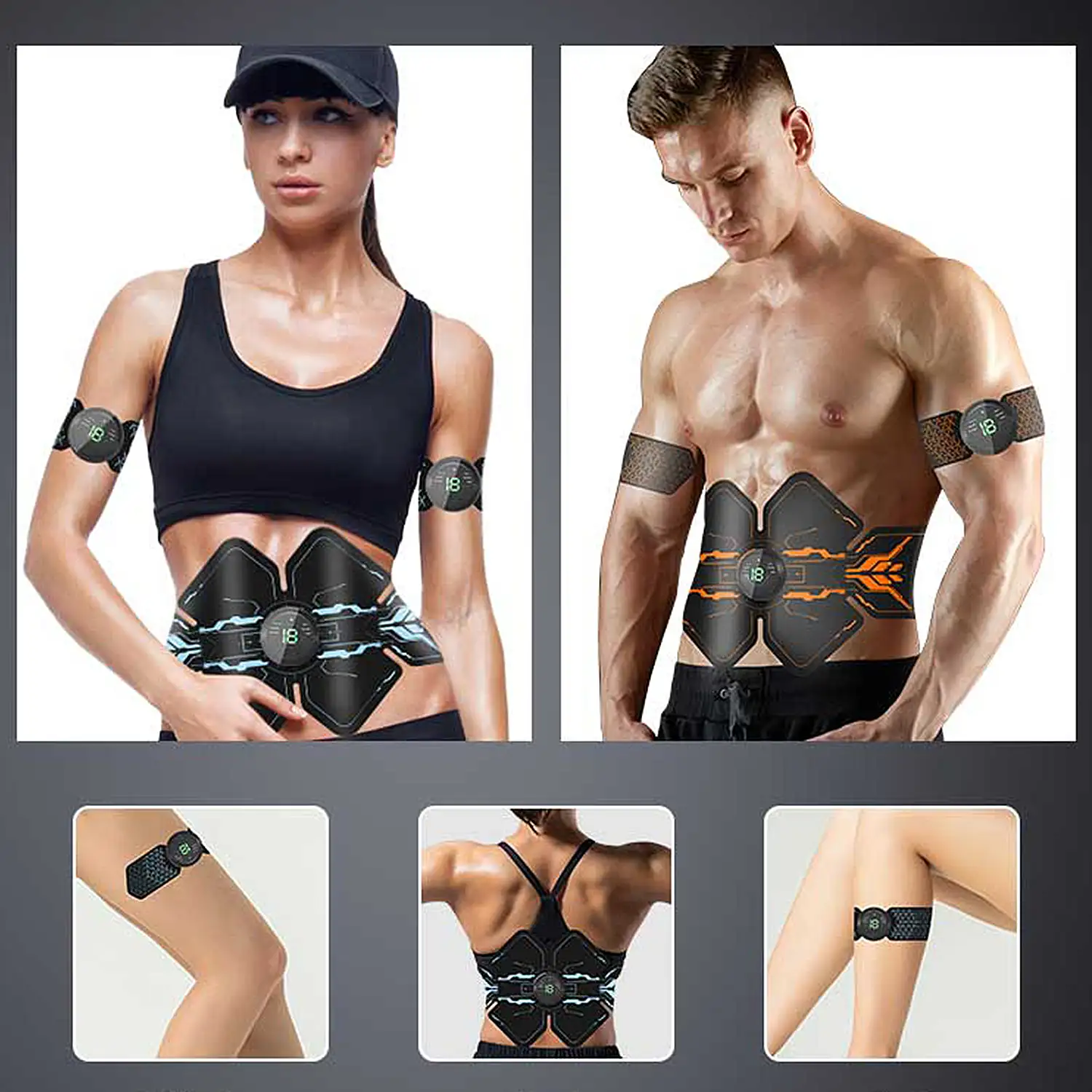 Electroestimulador muscular de cintura y abdomen EMS. Masajeador  estimulador. Batería recargable.