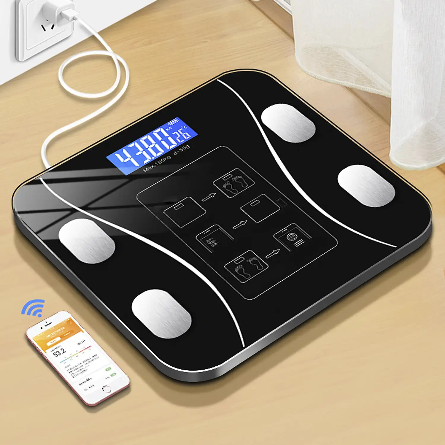 BEAUTURAL Báscula digital de baño para peso corporal, pantalla LCD