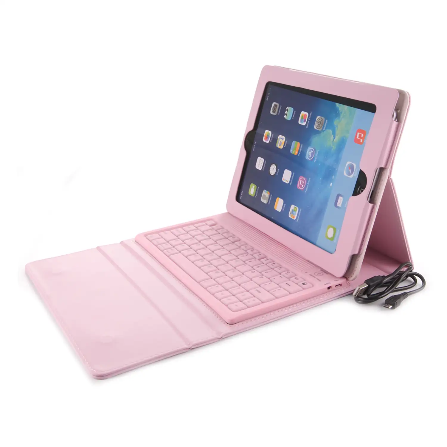 FUNDA CON TECLADO IPAD 2/3/4 -ROSA 