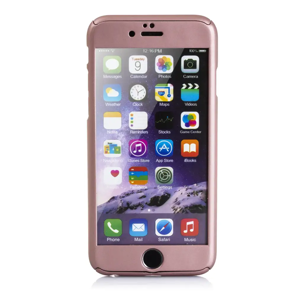 CARCASA FULL COVER+CRISTAL PARA IPHONE 6/6S ROSE GOLD