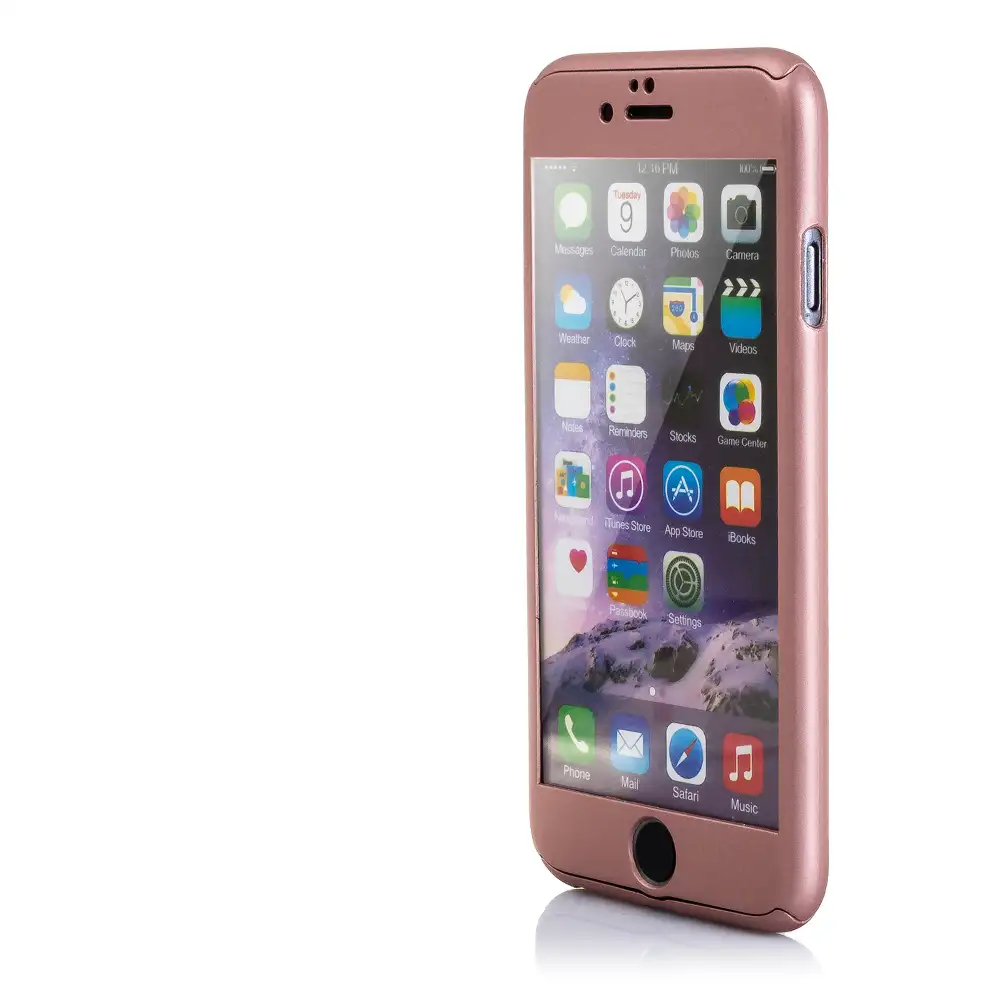 CARCASA FULL COVER+CRISTAL PARA IPHONE 6/6S ROSE GOLD